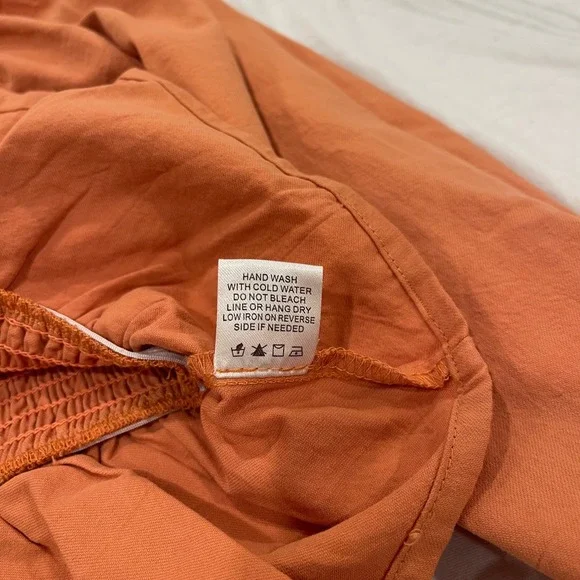 LA Hearts Smocked Square Neck Peplum Top Orange S Shirred Cotton boho cottage - Picture 4 of 7